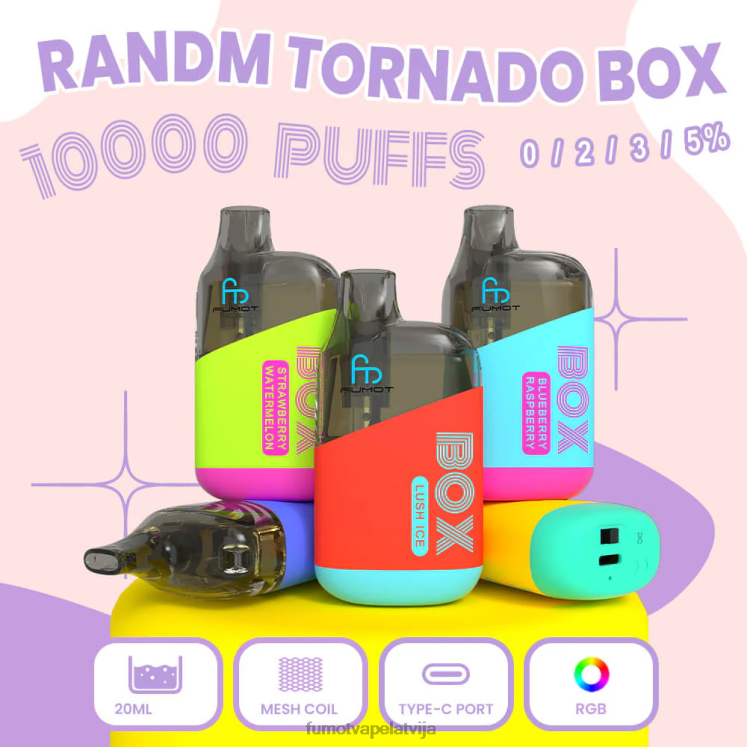 Fumot Tornado 10 000 vienreizējās lietošanas vape pod kaste - 20 ml (1 gab.) - Fumot Cena HZ2X2362 mango uz ledus