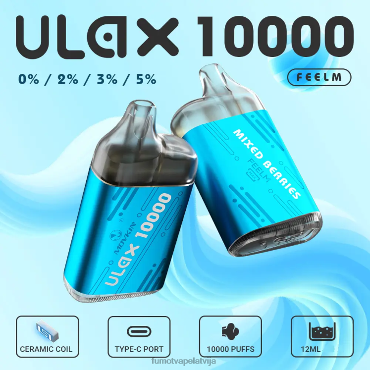 Fumot Movkin Ulax 10000 vienreizējās lietošanas vape pod - 12ml (1 gab.) - Fumot Vape Review HZ2X2305 mellenes uz ledus