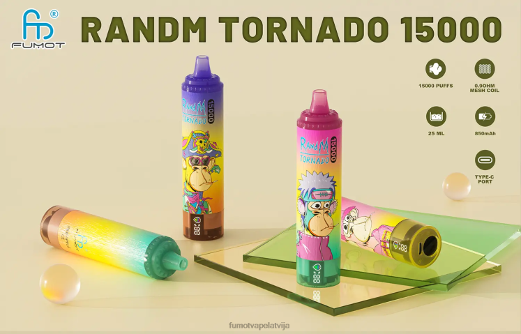 Fumot Tornado 15000 vienreizējās lietošanas vape 25ml (1 gab.) - Fumot Vape Flavors HZ2X2158 ābolu persiku bumbieris