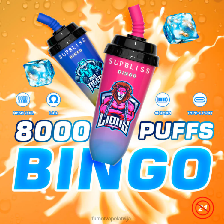 Fumot Supbliss Bingo 16 ml 8000 vienreizējās lietošanas vape pod ierīce (1 gab.) - Fumot Shop HZ2X2404 persiku mango